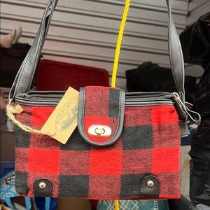 Woolrich Red and Black Checkered Shoulder Bag